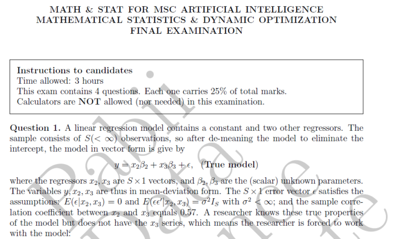 MSc in Artificial Intelligence Prep Exam